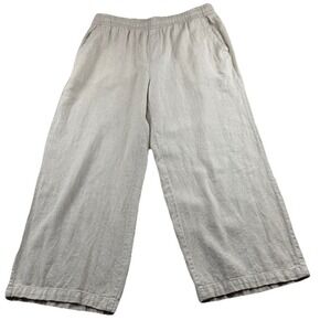 Old Navy Beige Pull On Wide Leg CropCoastal Linen Blend Pants Petite M Lagenlook